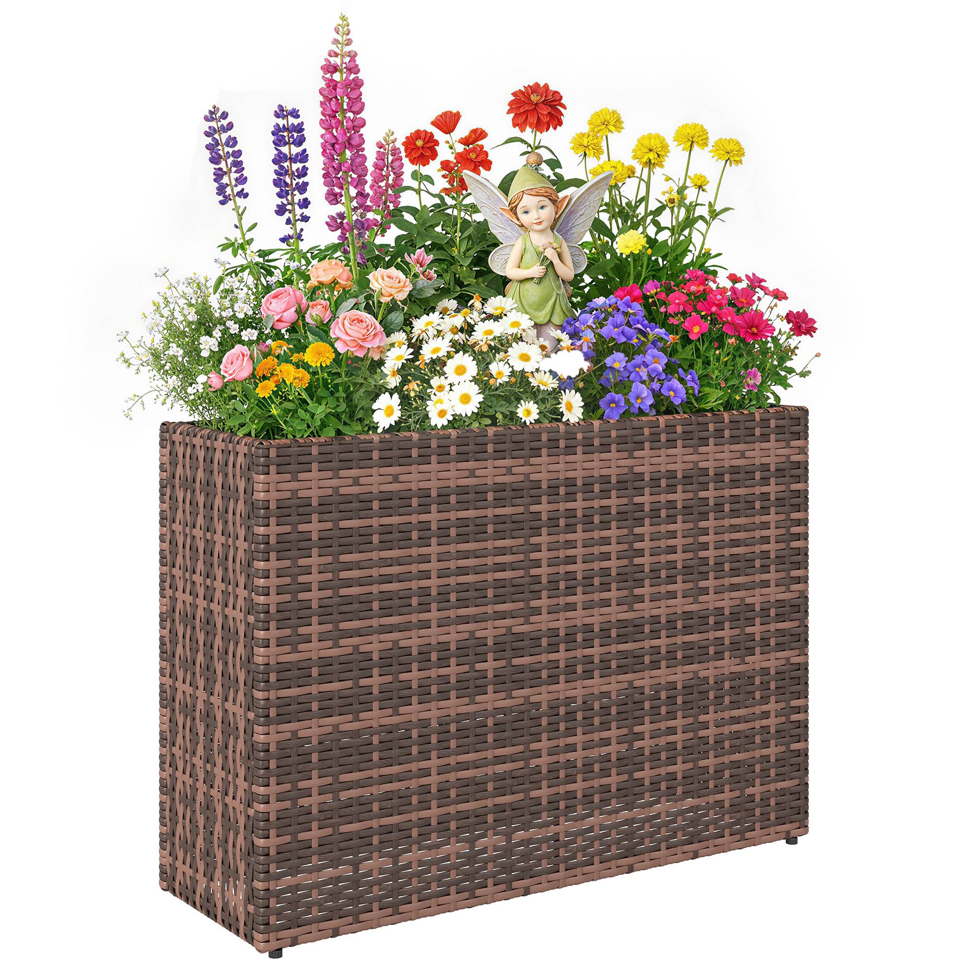 Jardinière sur pieds résine tressée marron 81 x 28 x 58 cm - PANGIVO - Image 1