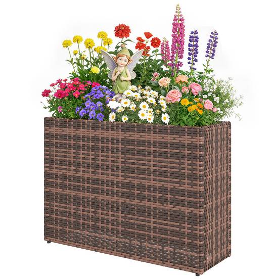 Jardinière sur pieds résine tressée marron 81 x 28 x 58 cm - PANGIVO - Image 2