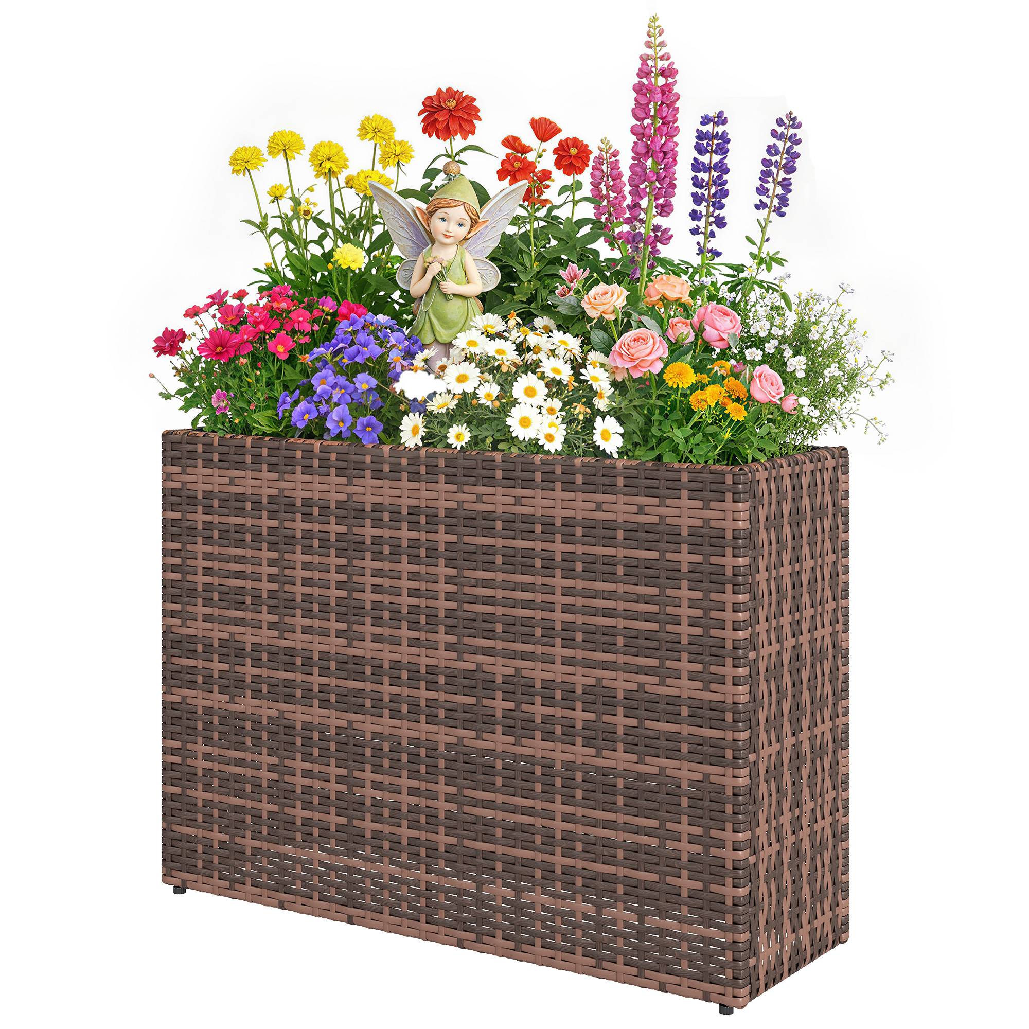 Jardinière sur pieds résine tressée marron 81 x 28 x 58 cm - PANGIVO - Image 2