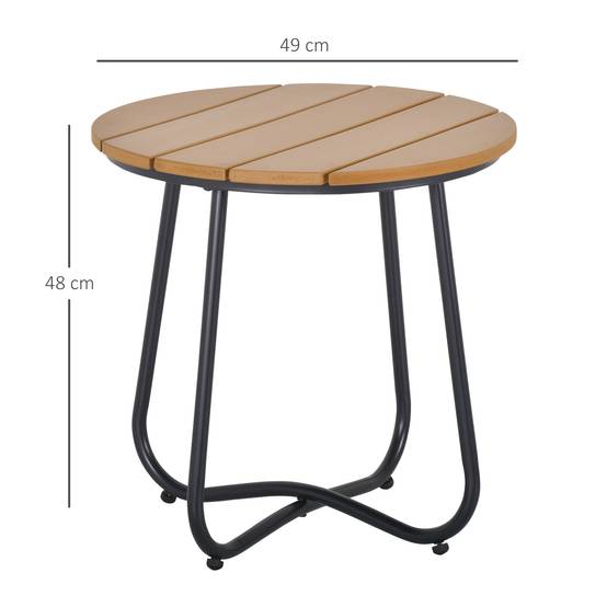 Petite table basse ronde, cadre en acier, table de jardin pour balcon, balcon, terrasse, salon, Ø49 x 48H cm, marron - Image 5