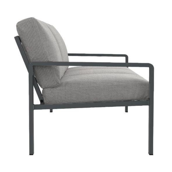 Salon de jardin DINA 5 places aluminium gris foncé et coussins gris clair Beau Rivage - Image 8
