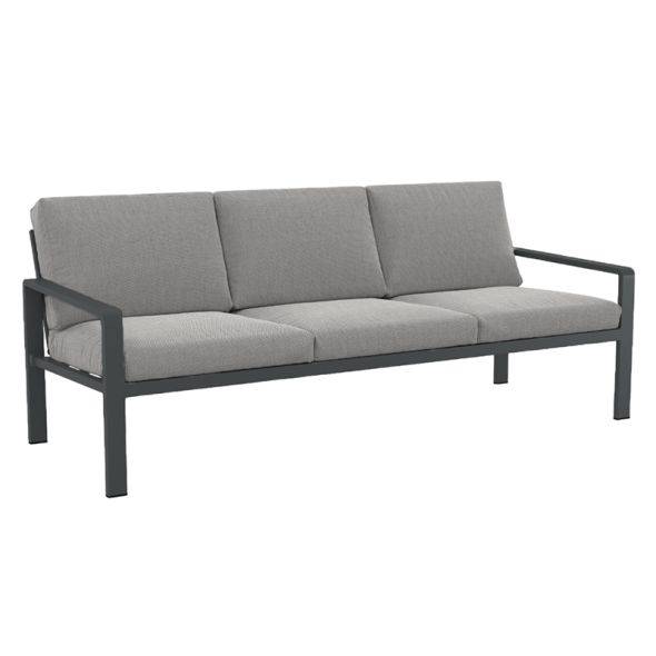 Salon de jardin DINA 5 places aluminium gris foncé et coussins gris clair Beau Rivage - Image 4