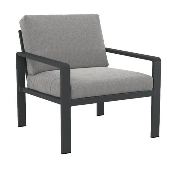 Salon de jardin DINA 5 places aluminium gris foncé et coussins gris clair Beau Rivage - Image 5
