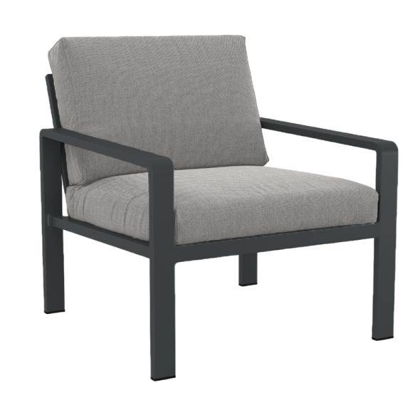Salon de jardin DINA 5 places aluminium gris foncé et coussins gris clair Beau Rivage - Image 5