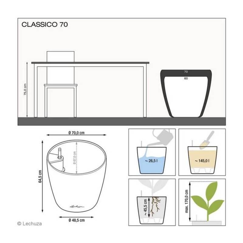 Lechuza - Pot De Fleur Lechuza Classico Premium 70 - Kit Complet, Anthracite Métallisé - Image 3