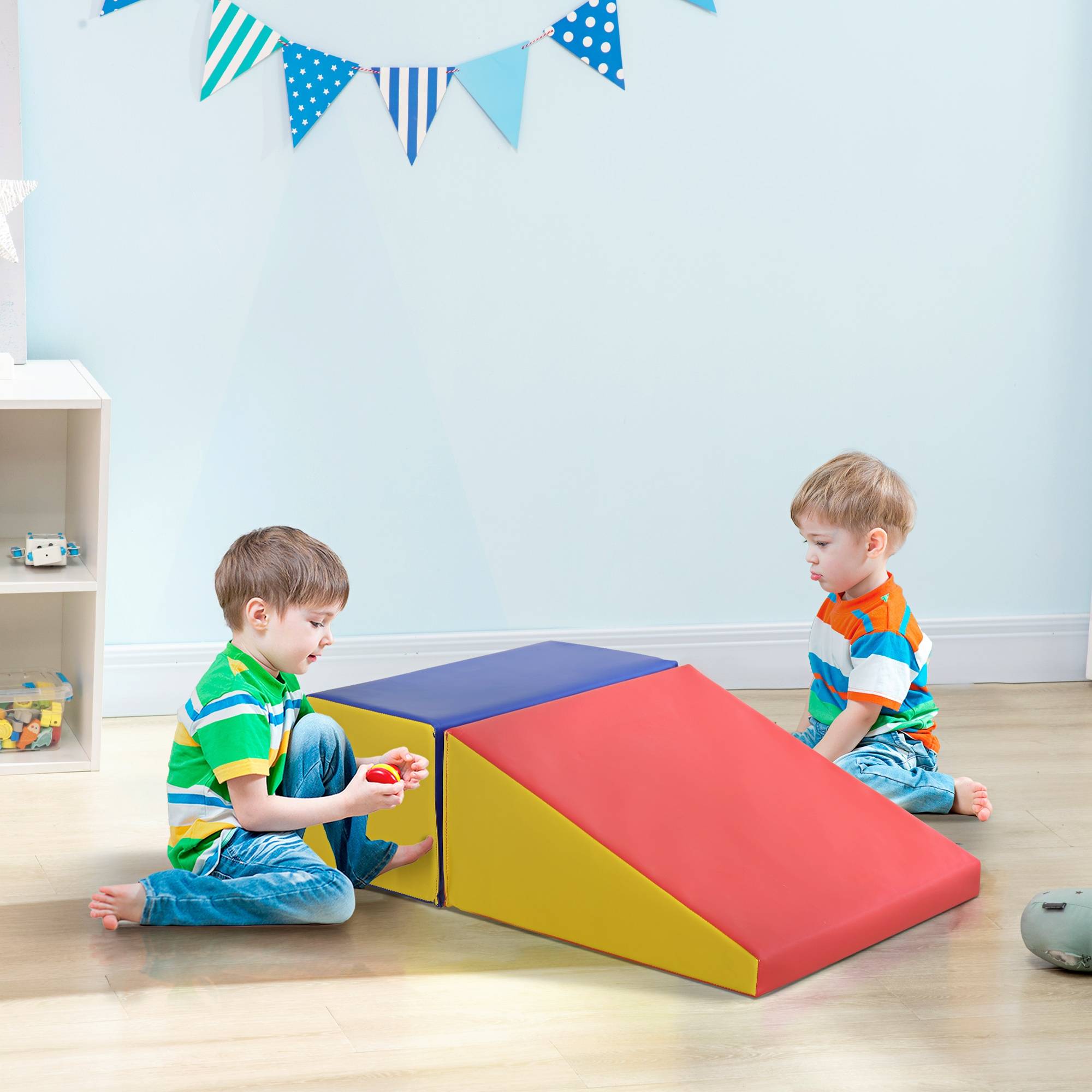 Parcours motricité bébé jouets d'escalade modulable 2 briques géantes en mousse 50 x 50 x 25 cm multicolore - Image 3