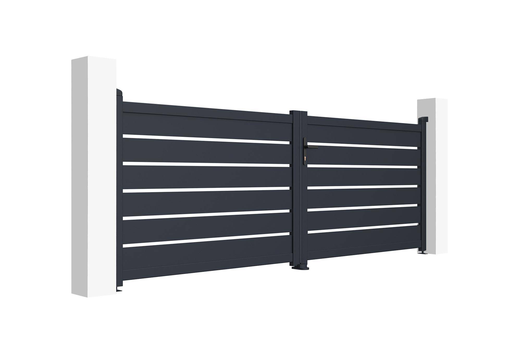 Casanoov Portail battant 3,5 m VOGEL H.120 cm aluminium gris - Image 3