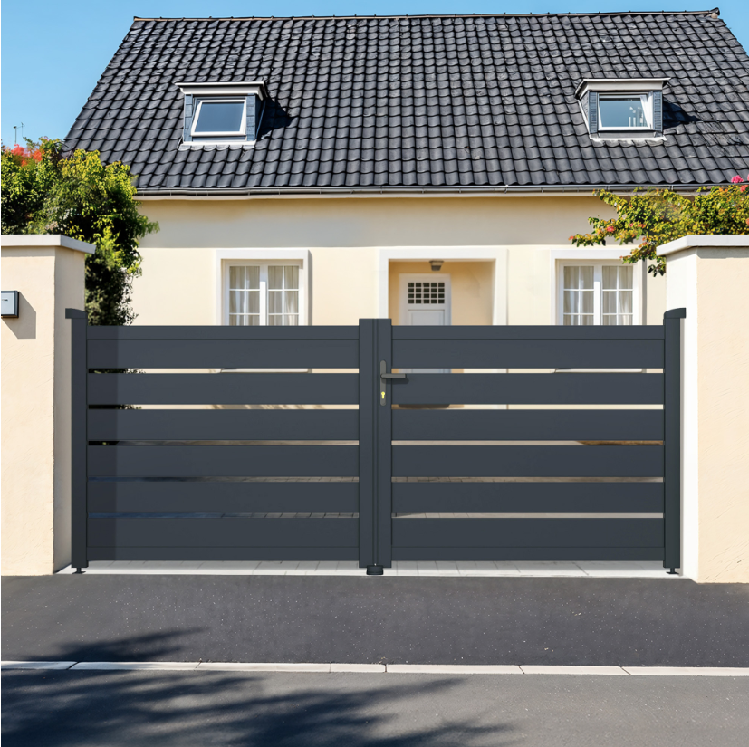 Casanoov Portail battant 3,5 m VOGEL H.120 cm aluminium gris - Image 4