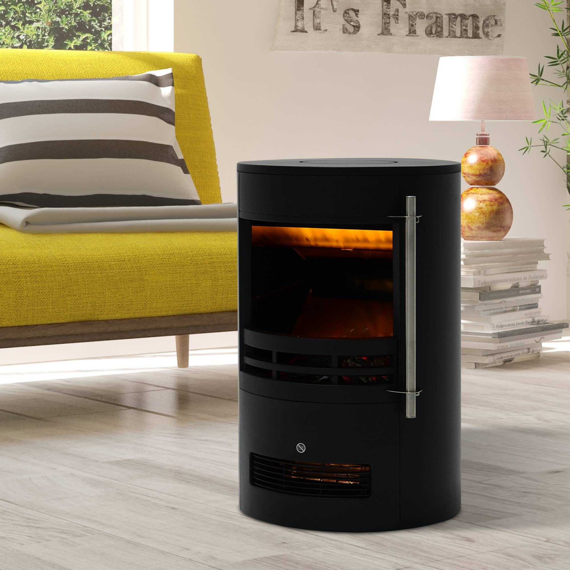 Sans Marque - Cheminée électrique,Cheminée LED 900/2000W décorative noir - Image 3