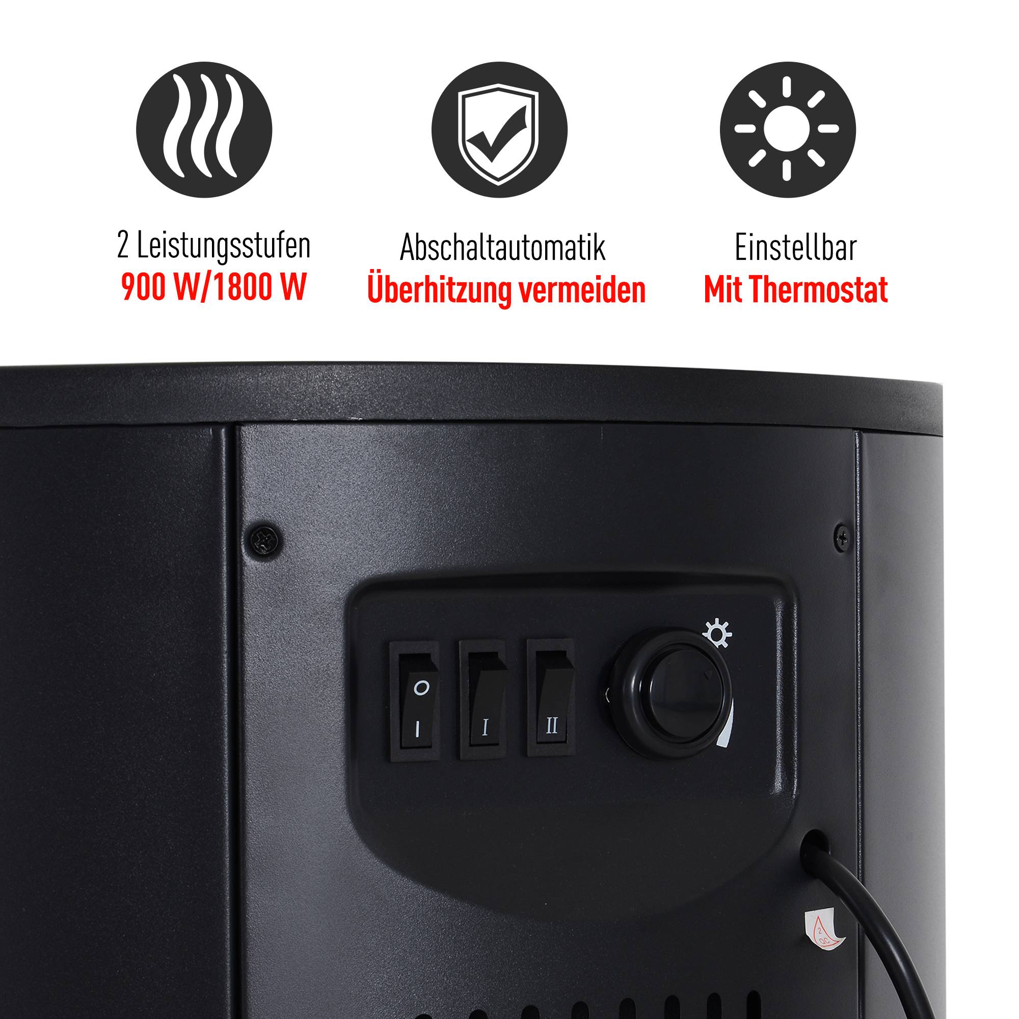 Sans Marque - Cheminée électrique,Cheminée LED 900/2000W décorative noir - Image 6