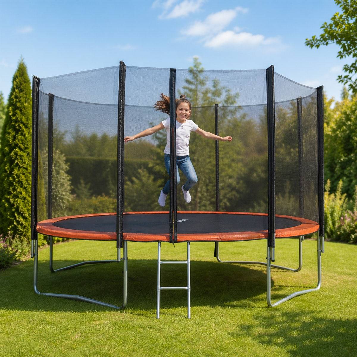 Trampoline Ø 4,27 m avec filet de sécurité et échelle - Image 2