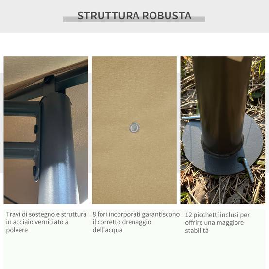 Tonnelle Métal Jardin Grande Surface Rideaux Amovibles 4x3m Beige - ComfortXL Outdoor Living - Image 6