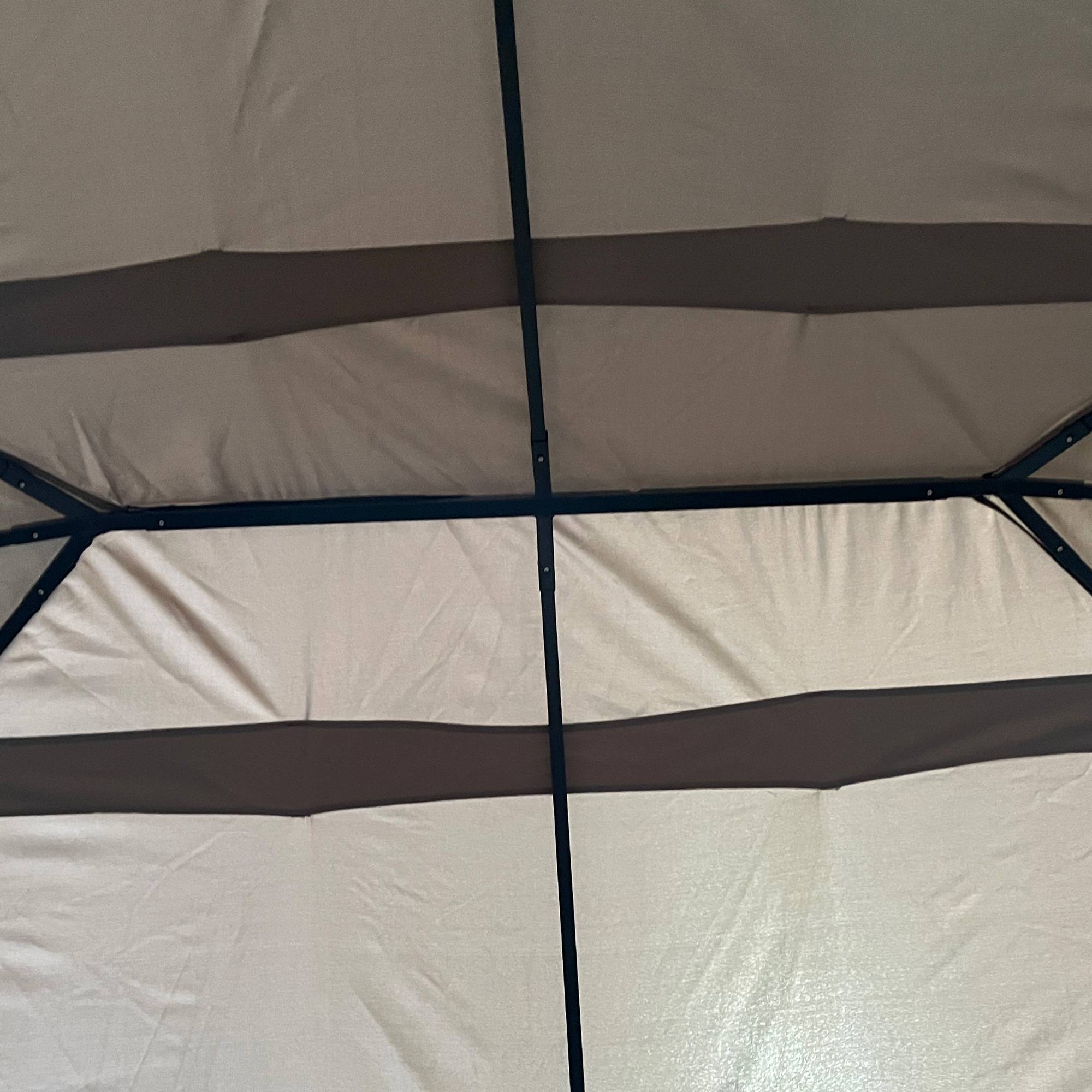 Tonnelle Métal Jardin Grande Surface Rideaux Amovibles 4x3m Beige - ComfortXL Outdoor Living - Image 10