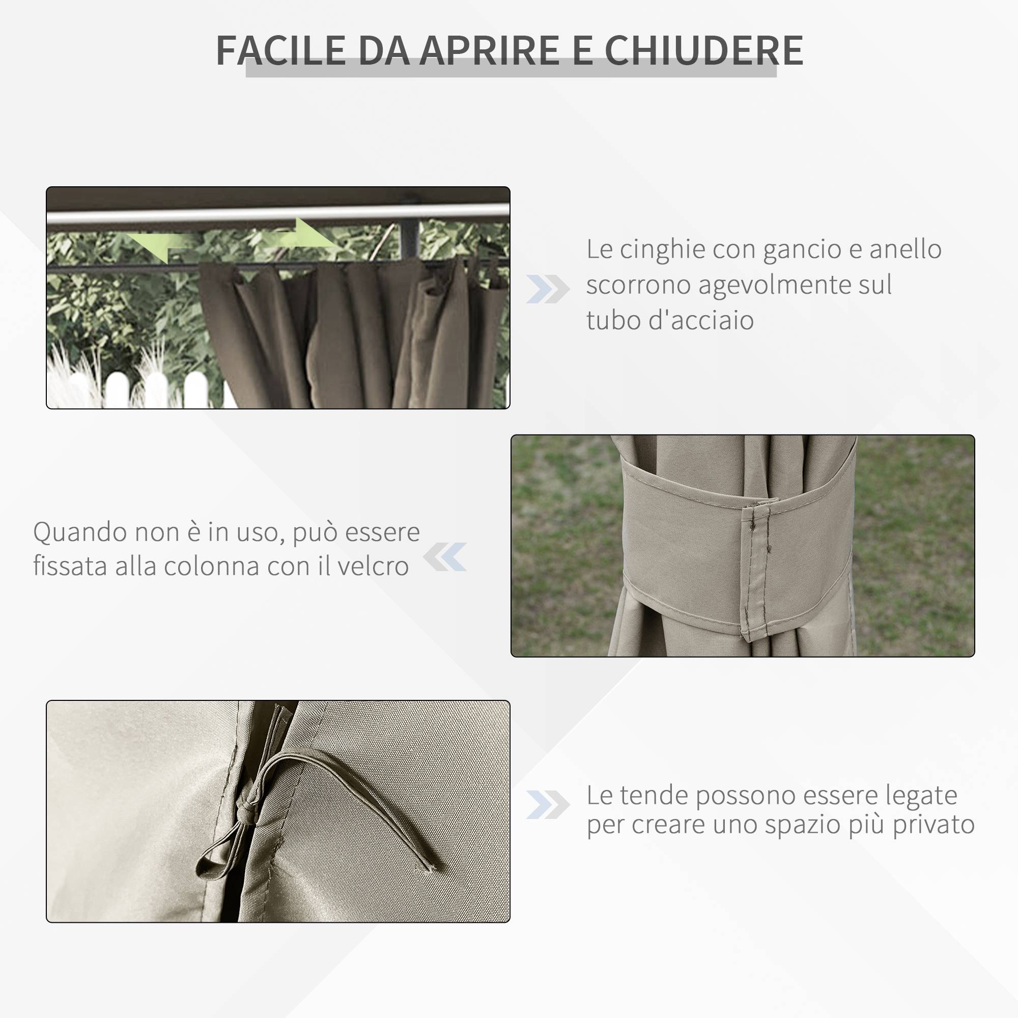 Tonnelle Métal Jardin Grande Surface Rideaux Amovibles 4x3m Beige - ComfortXL Outdoor Living - Image 7