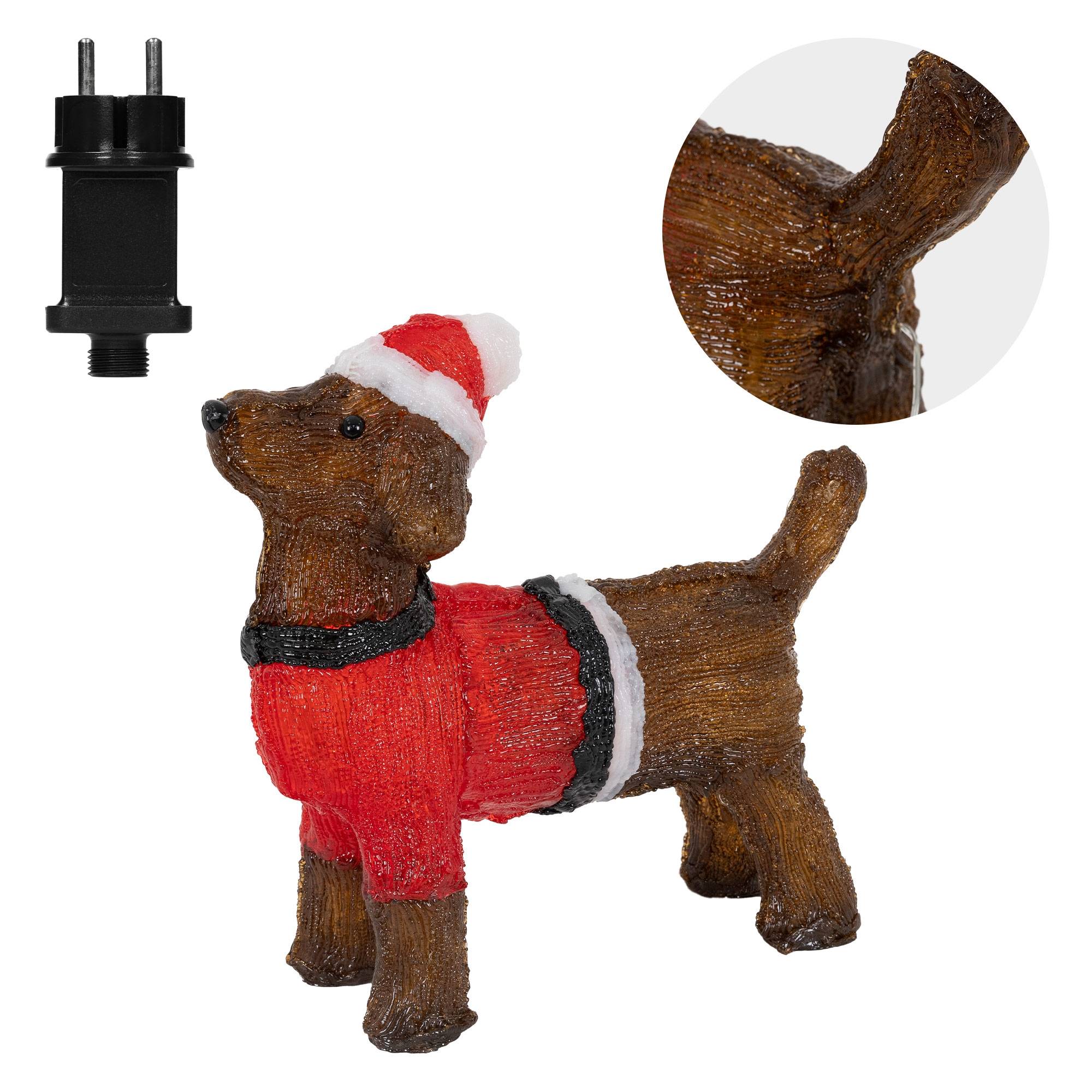 Ecd-Germany - LED Teckel chien de Noël décoration intérieur/extérieur lumières de jardin 37 cm - Image 5