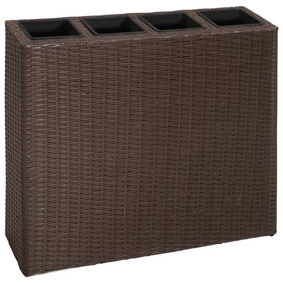 Lot de 2 Jardinières - Lits surélevés de jardin - Pots de fleus et 4 pots Résine tressée Marron - Image 1