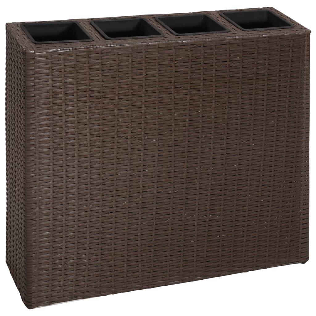 Lot de 2 Jardinières - Lits surélevés de jardin - Pots de fleus et 4 pots Résine tressée Marron - Image 1