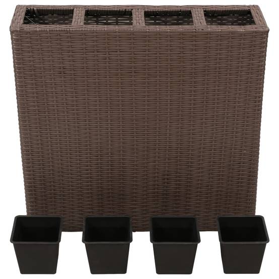 Lot de 2 Jardinières - Lits surélevés de jardin - Pots de fleus et 4 pots Résine tressée Marron - Image 4