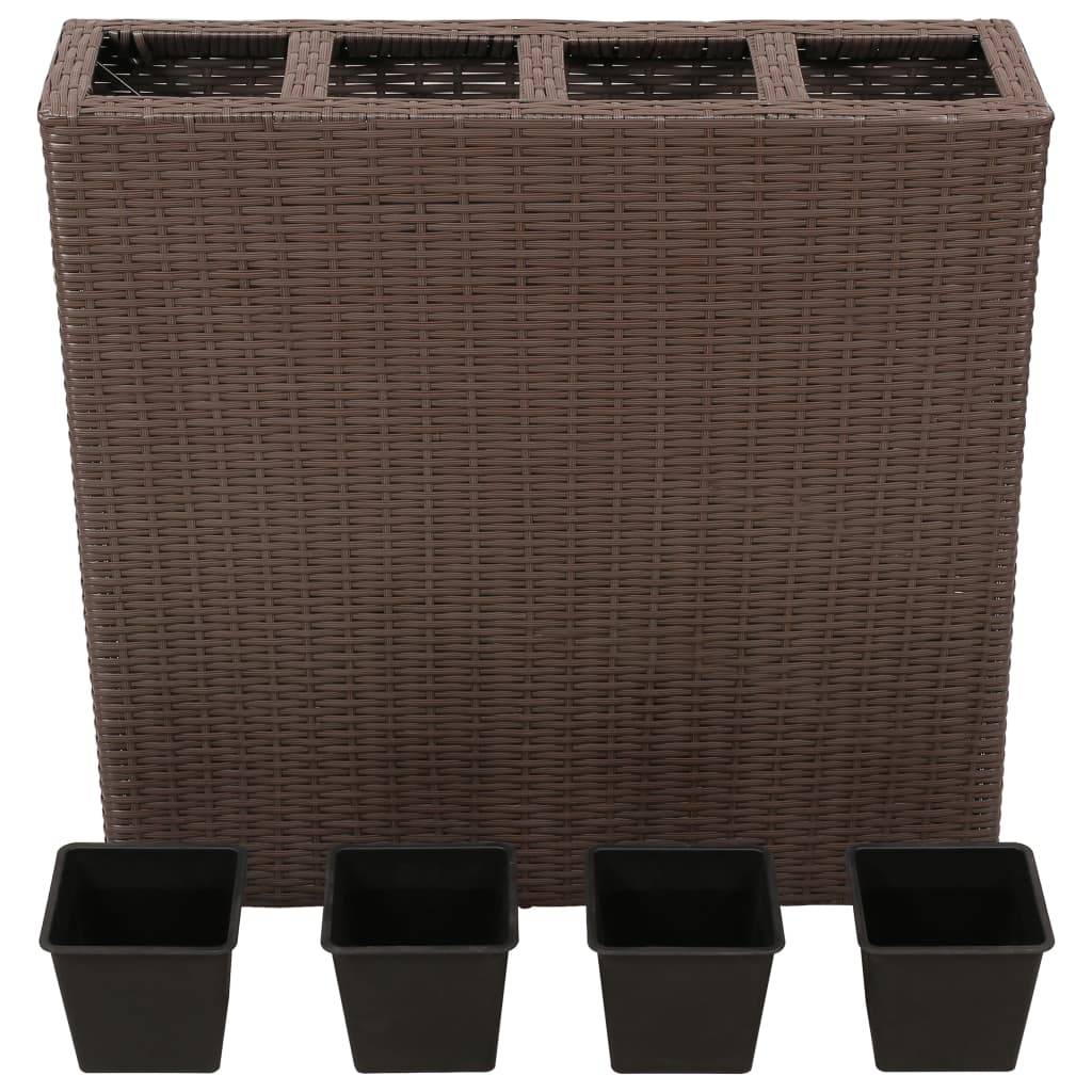 Lot de 2 Jardinières - Lits surélevés de jardin - Pots de fleus et 4 pots Résine tressée Marron - Image 4