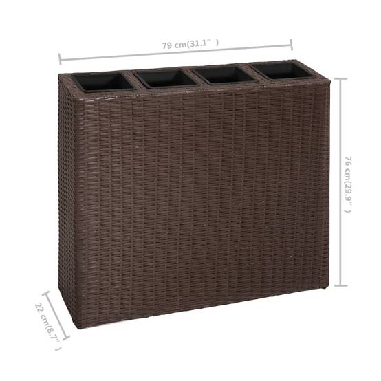 Lot de 2 Jardinières - Lits surélevés de jardin - Pots de fleus et 4 pots Résine tressée Marron - Image 7