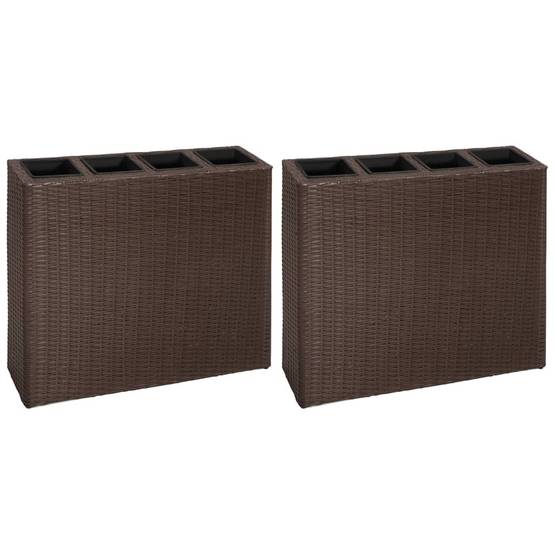 Lot de 2 Jardinières - Lits surélevés de jardin - Pots de fleus et 4 pots Résine tressée Marron - Image 2