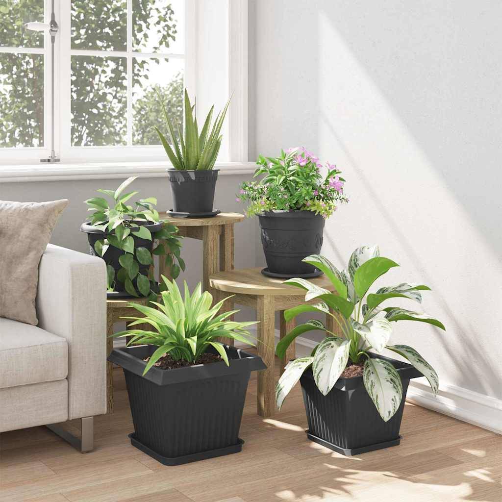 Vidaxl - Pots de plantes 6 pc Noir Plastique vidaXL 3403301 - Image 5