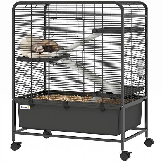 Cage pour rongeurs acier noir 75 x 46 x 94.5 cm - PANGIVO - Image 1