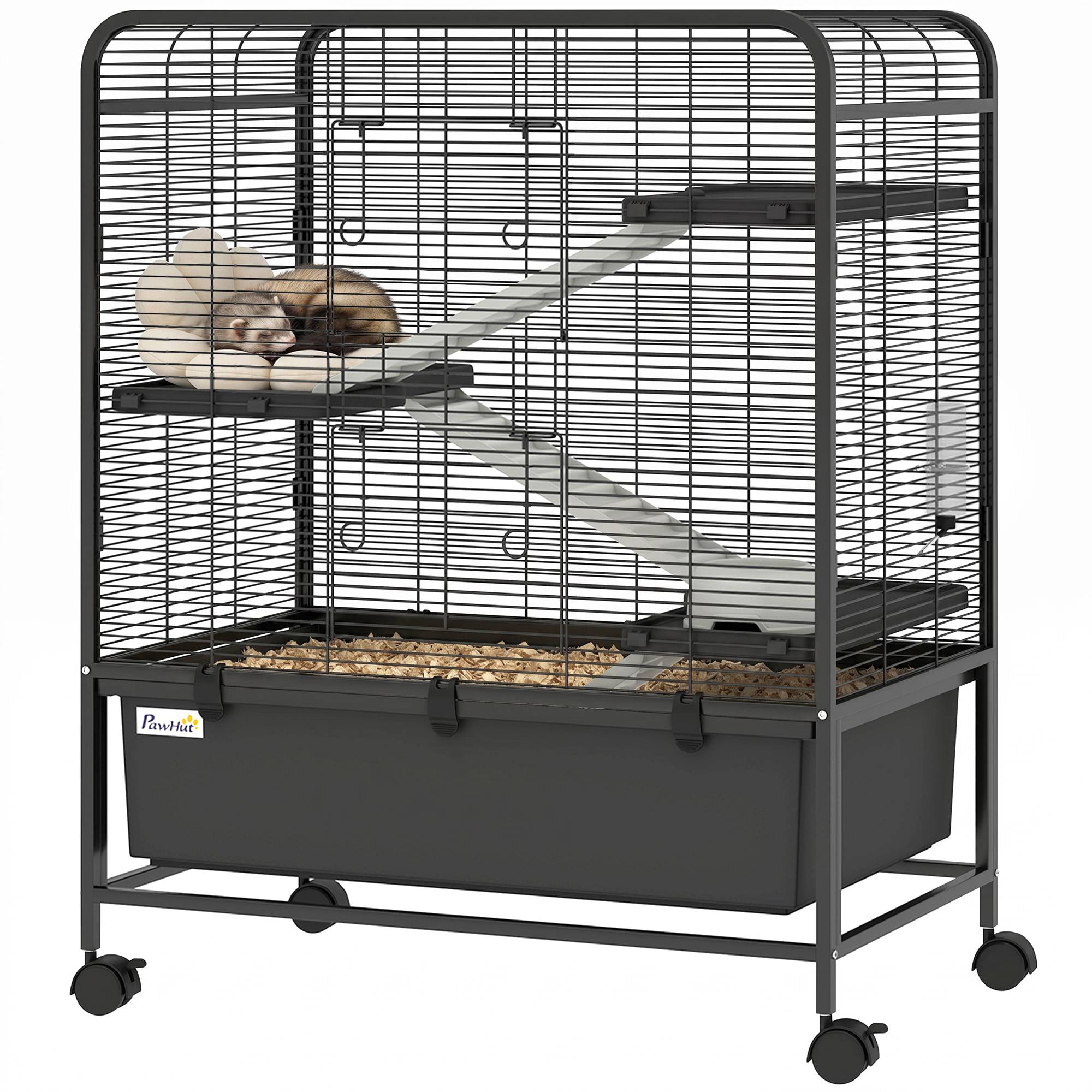 Cage pour rongeurs acier noir 75 x 46 x 94.5 cm - PANGIVO - Image 1
