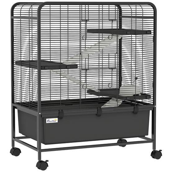 Cage pour rongeurs acier noir 75 x 46 x 94.5 cm - PANGIVO - Image 2