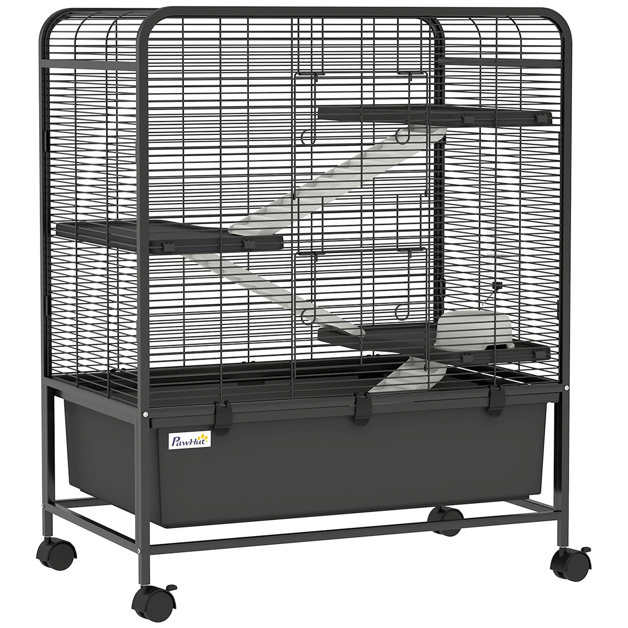 Cage pour rongeurs acier noir 75 x 46 x 94.5 cm - PANGIVO - Image 2