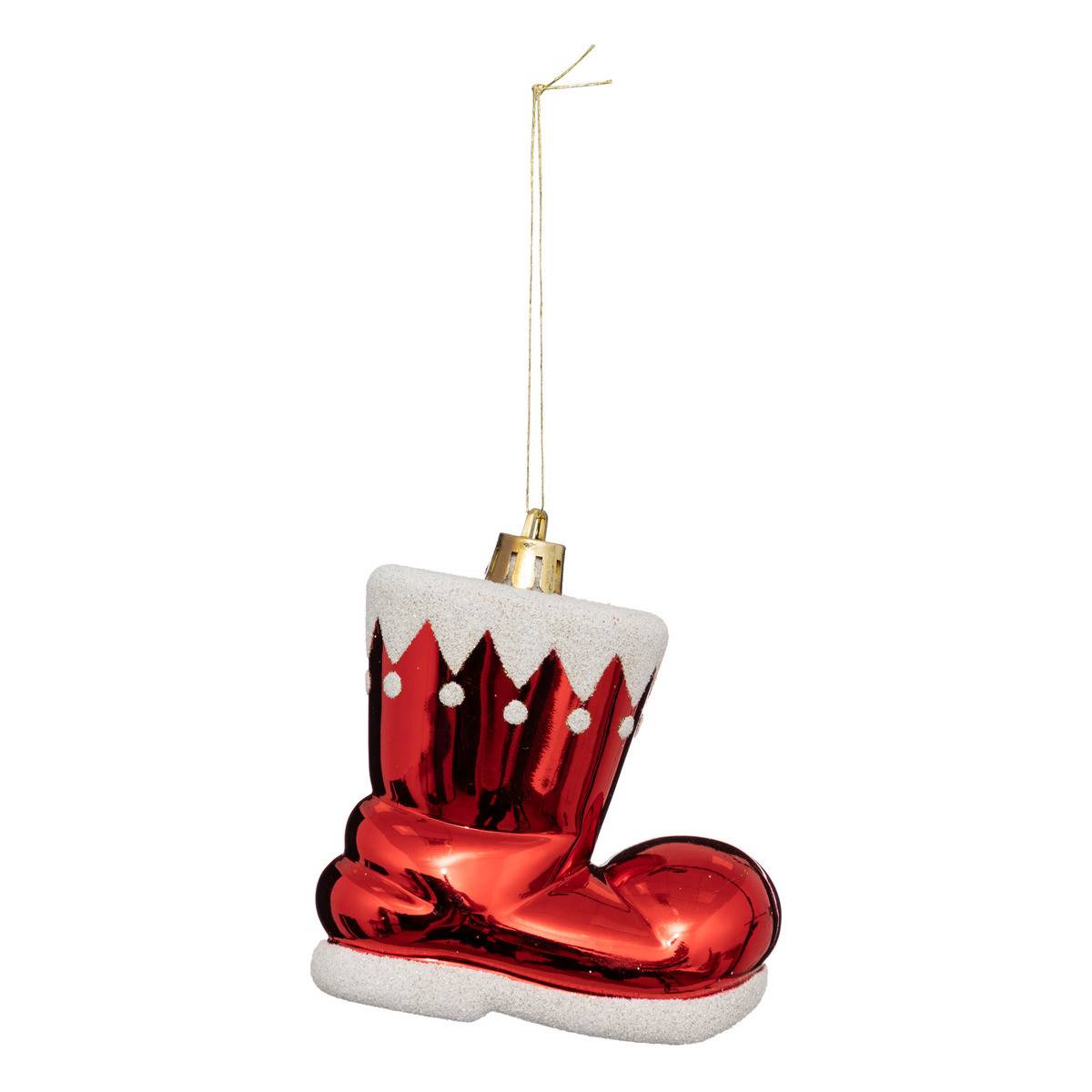 Déco de Sapin Lot de 4 Bottes de Père Noël Rouge et Blanc - Image 2