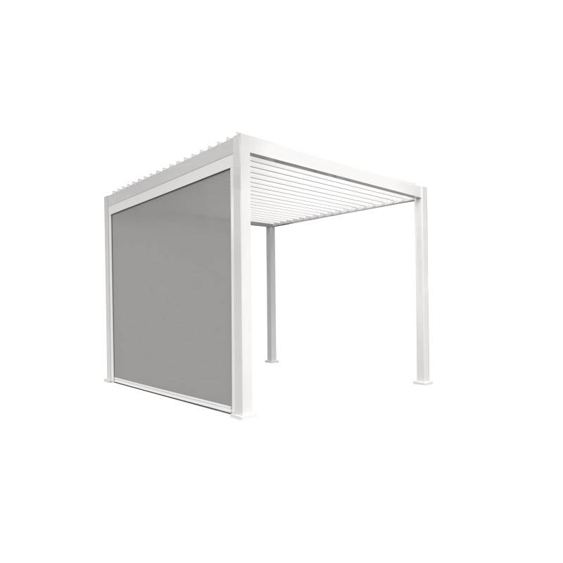 Ombrea - Pergola bioclimatique autoportée WOODLOOK collection VS 3x4M + 1 store manuel 3M Blanc - Image 2