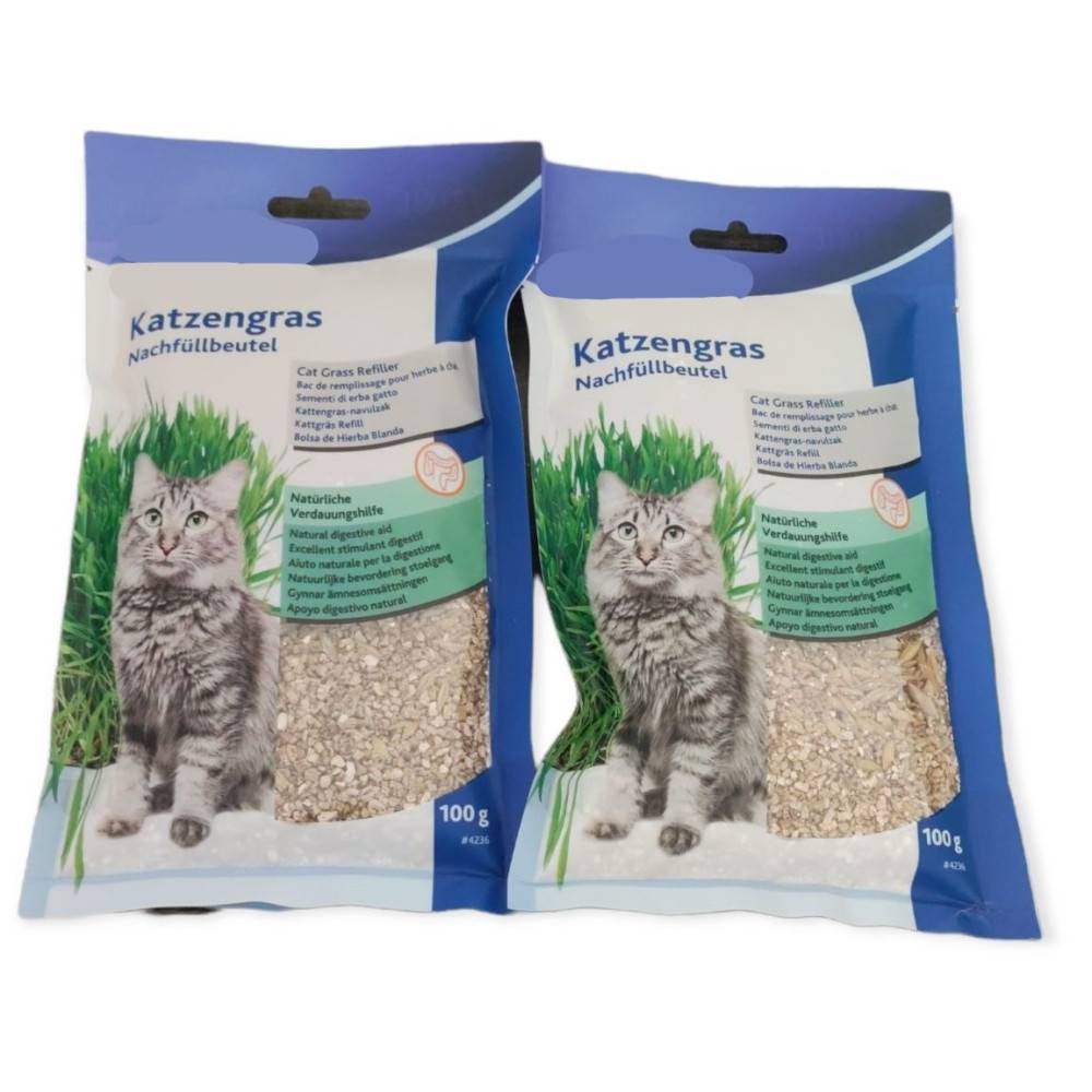Un lot de deux sachets d'herbe à chat, orges 100gx2 - Image 1