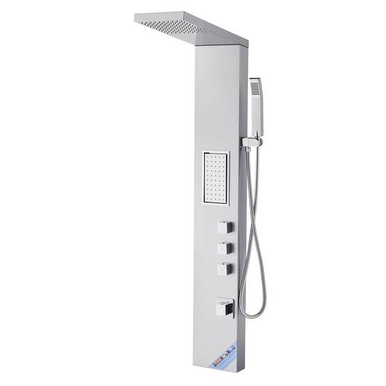 VEVOR Colonne douche avec pommeau pluie, acier inox brossé, robinet 3 fonctions, jet corporel et main. - Image 9