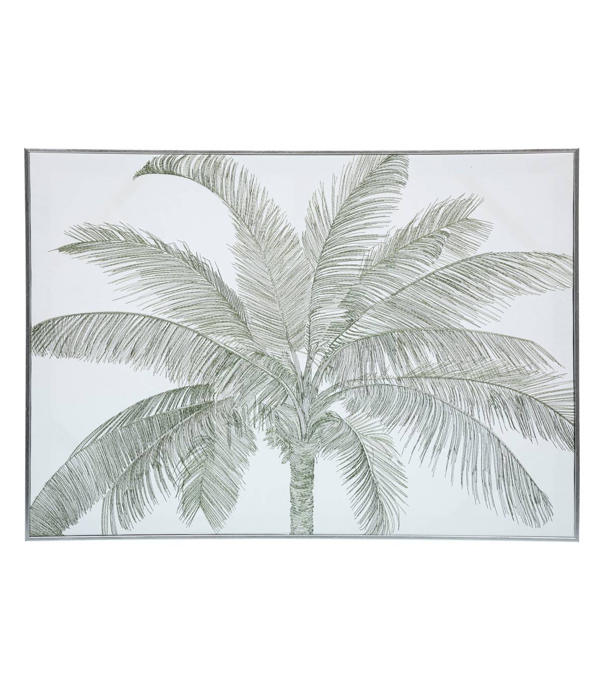 Tableau Toile murale brodée et encadrée Grand Palmier 70 x 50 cm - Image 1