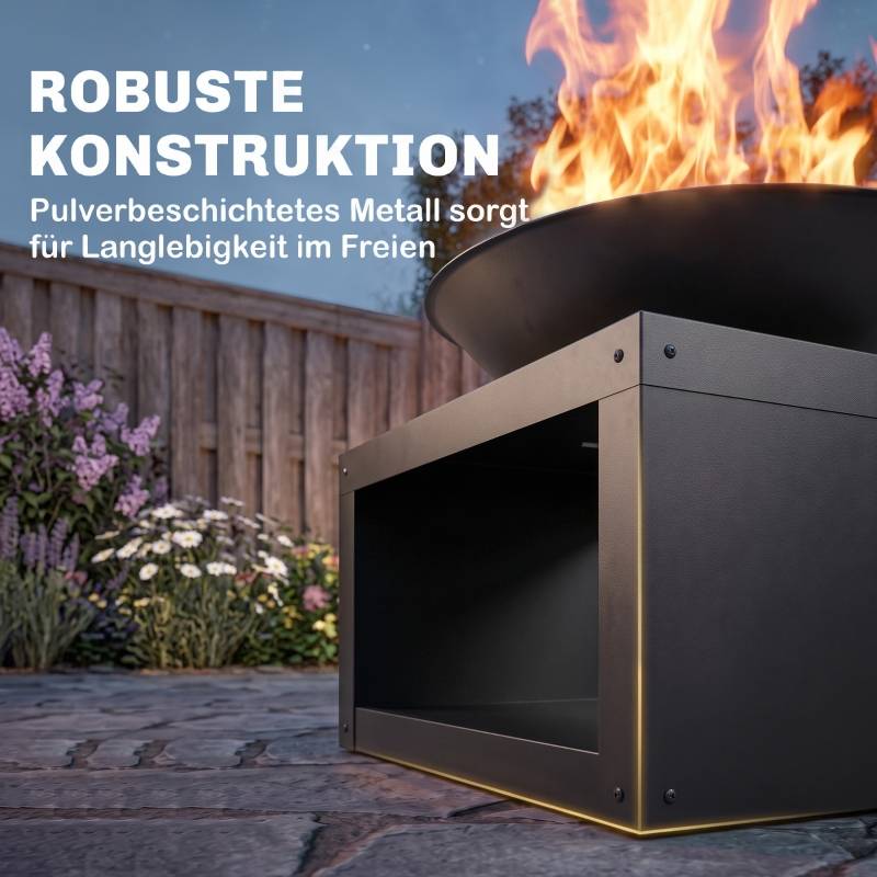 ComfortXL - Brasero extérieur métal noir Ø 59 cm avec rangement bois et tisonnier pour terrasse - ComfortXL Outdoor Living - Image 6
