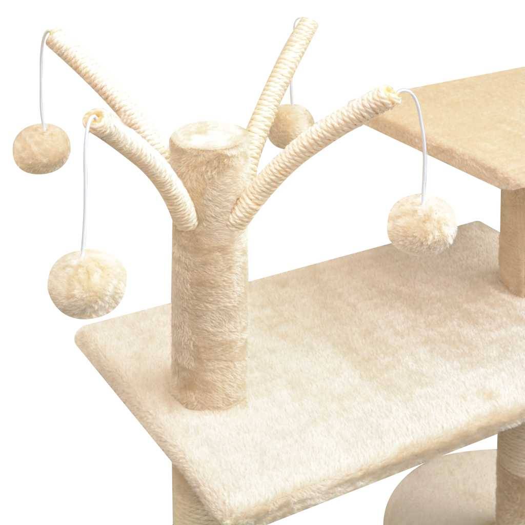 Arbre à chat bois et sisal beige 96 x 35 x 125 cm - PANGIVO - Image 4