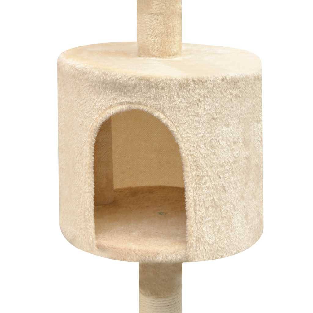 Arbre à chat bois et sisal beige 96 x 35 x 125 cm - PANGIVO - Image 3
