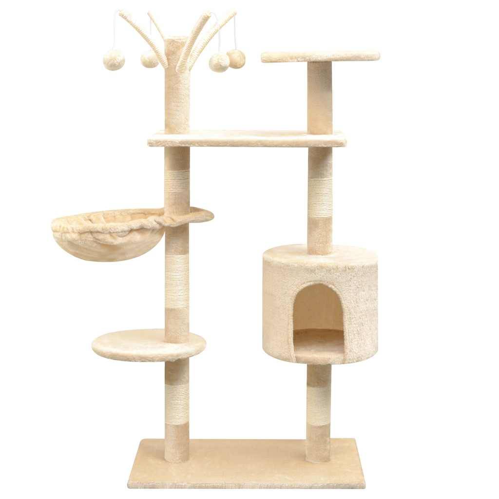 Arbre à chat bois et sisal beige 96 x 35 x 125 cm - PANGIVO - Image 1