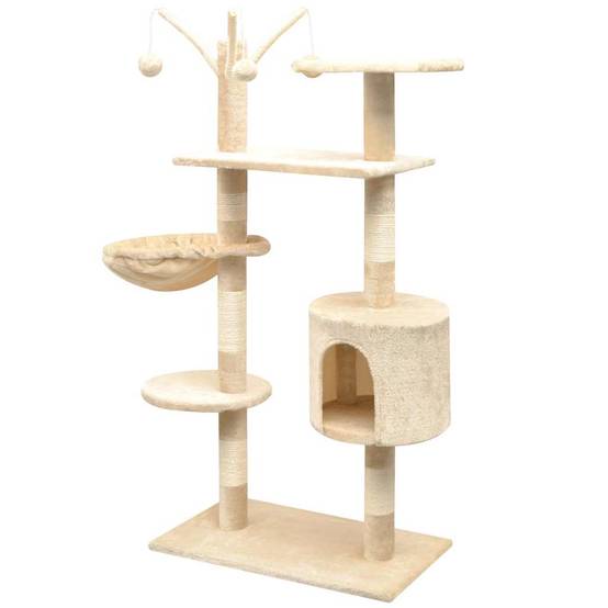 Arbre à chat bois et sisal beige 96 x 35 x 125 cm - PANGIVO - Image 2