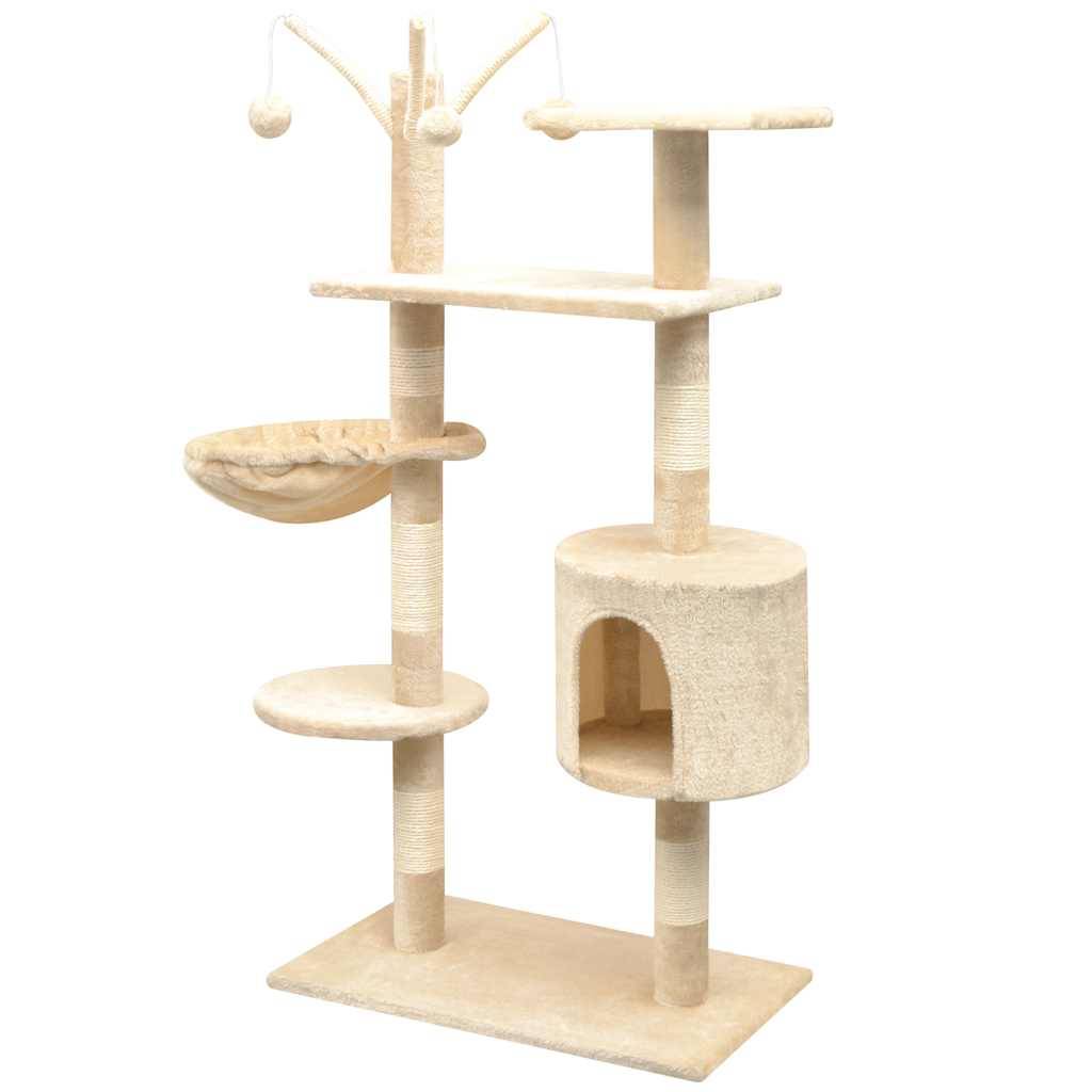 Arbre à chat bois et sisal beige 96 x 35 x 125 cm - PANGIVO - Image 2
