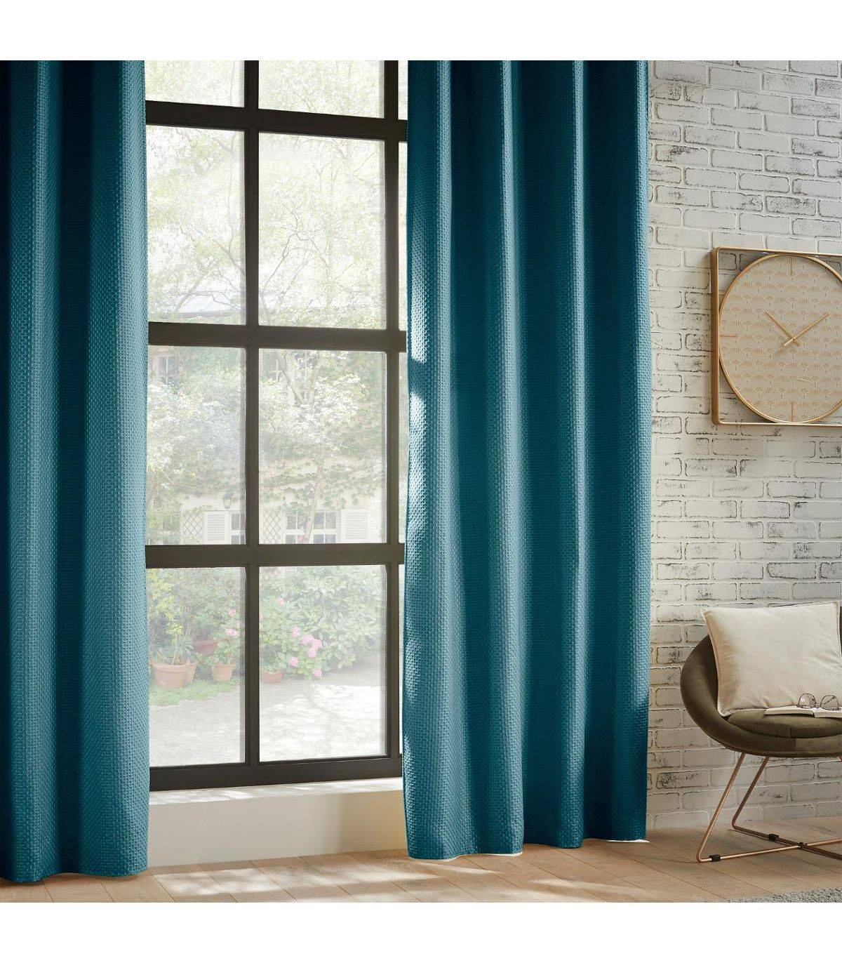 Atmosphera - Rideau à œillets Occultant Jacquard Bleu Canard 140 x 260 cm - Image 2