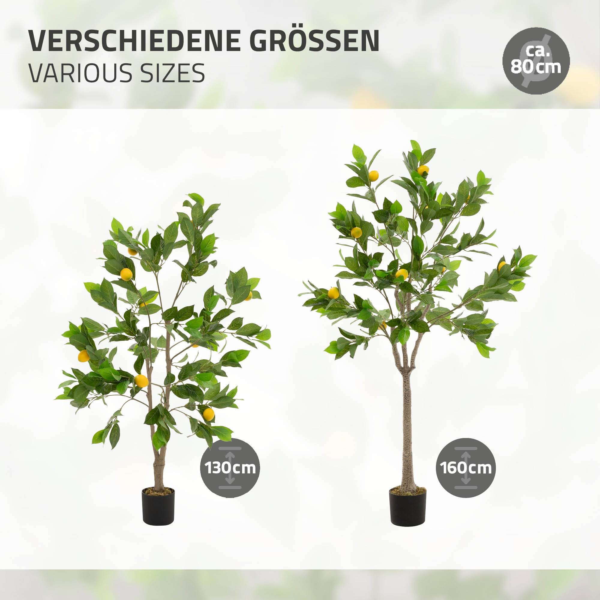 Plante artificielle citronnier 130 cm faux arbre décoratif imitation réaliste en plastique avec fruits de citron pot inclus pour intérieur extérieur - Image 5