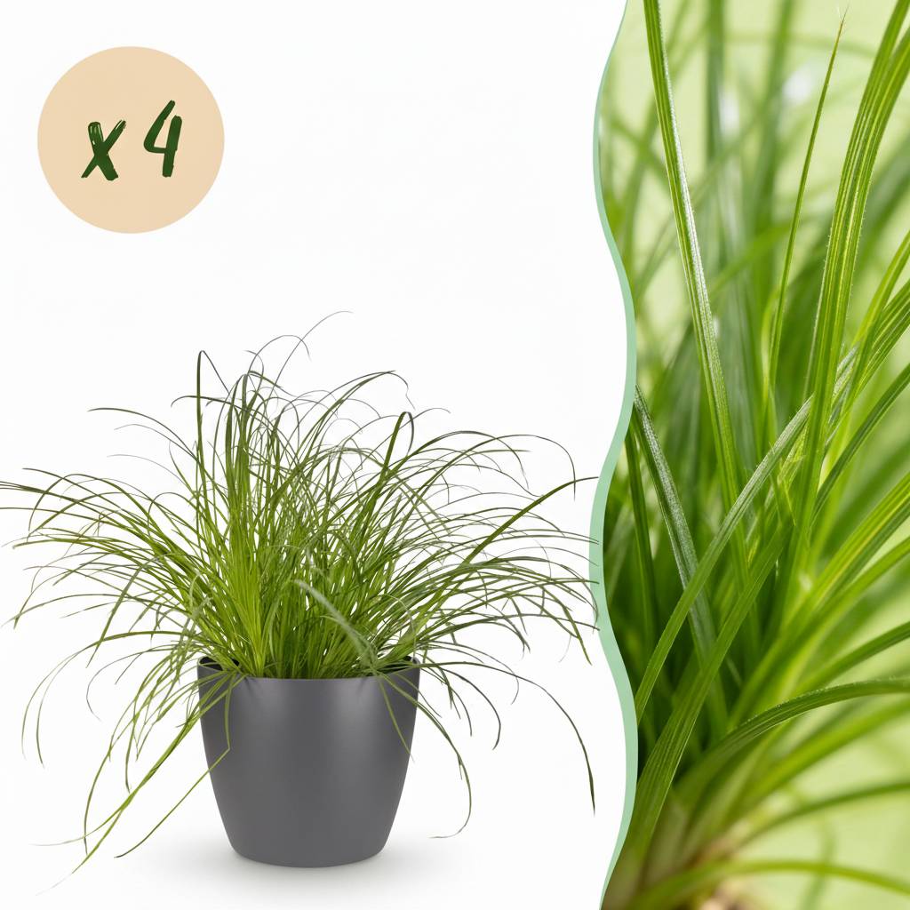Cyperus alternifolius Zumula - Pet-friendly - Pot de 12cm - Hauteur 20cm - 4 plantes - Gris - Plantes d'intérieur - Image 1