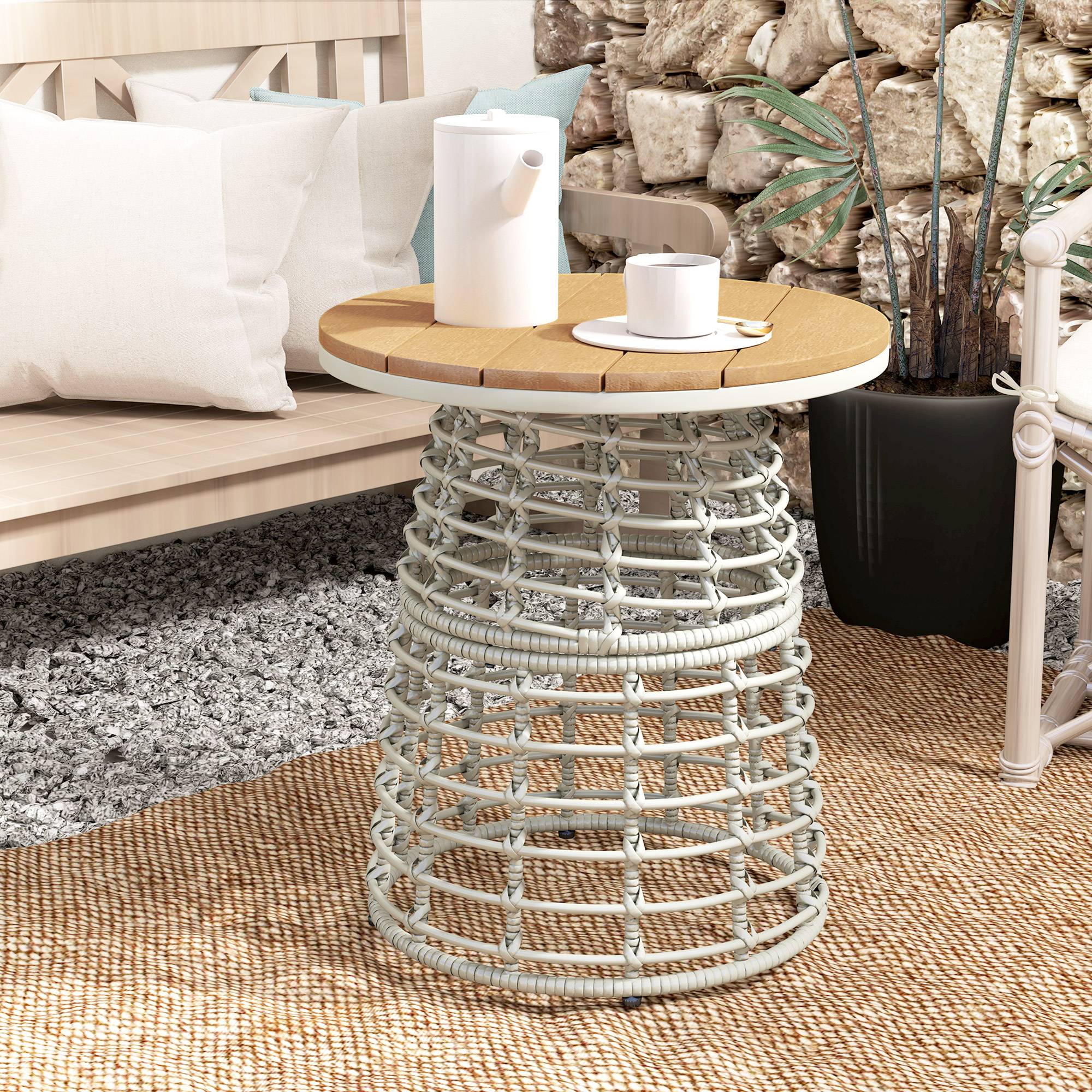 PANGIVO - Table basse de jardin résine tressée gris 45 x 45 x 50 cm - PANGIVO - Image 3