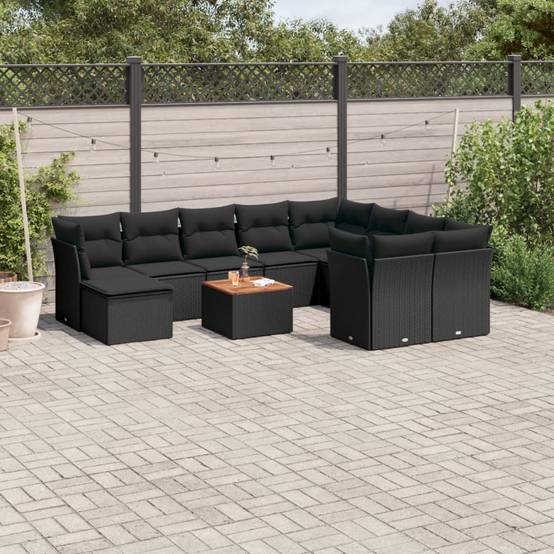 ComfortXL - Salon de jardin noir 11 pcs en résine tressée modulable avec table basse pour patio – ComfortXL Outdoor Living - Image 1