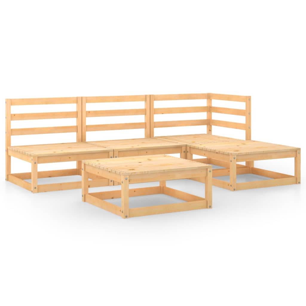 Helloshop26 - Salon de jardin meuble d'extérieur ensemble de mobilier 5 pièces bois de pin massif - Image 1