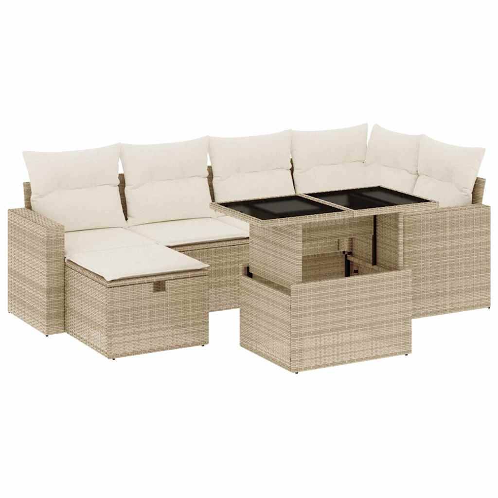 Vidaxl - Salon de jardin avec coussins 7 pcs beige résine tressée vidaXL 3274818 - Image 2