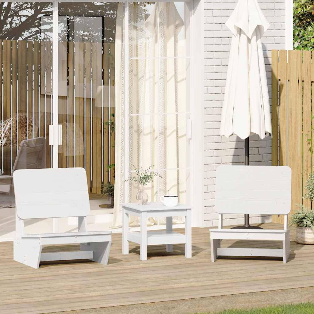 Set de 2 Fauteuils de Jardin Bas en Bois de Pin Massif pour Balcon et Patio Blanc – ComfortXL Outdoor Living - Image 1