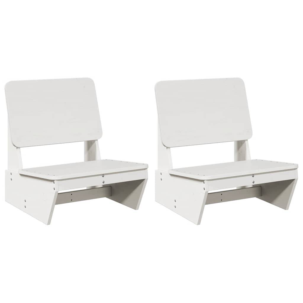 Set de 2 Fauteuils de Jardin Bas en Bois de Pin Massif pour Balcon et Patio Blanc – ComfortXL Outdoor Living - Image 2